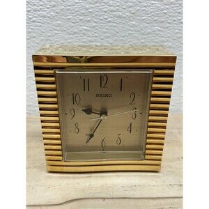 Vintage SEIKO Golden Tone Desktop Alarm Quartz Clock Tested Works